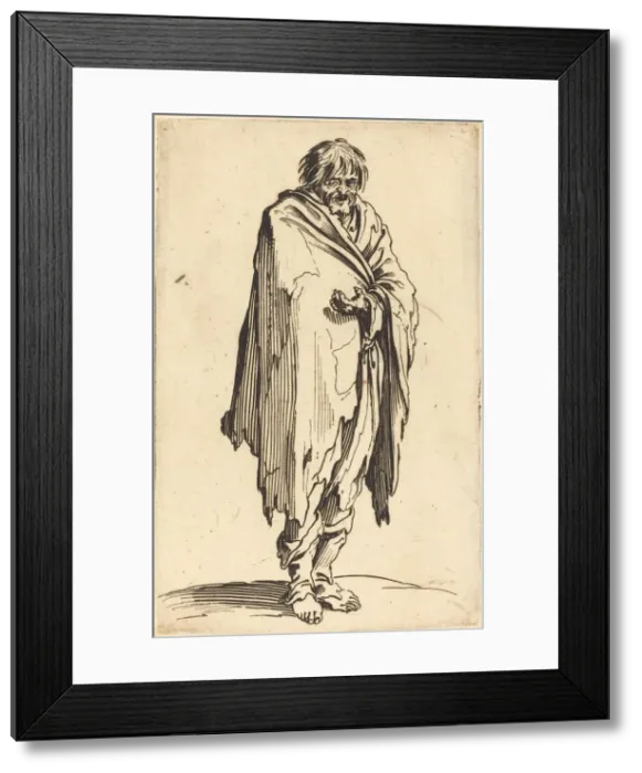 Framed Print : Beggar with Bare Head and Feet, c. 1622. Creator: Jacques Callot Framed Print : Beggar with Bare Head and Feet, c. 1622. Creator: Jacques Callot