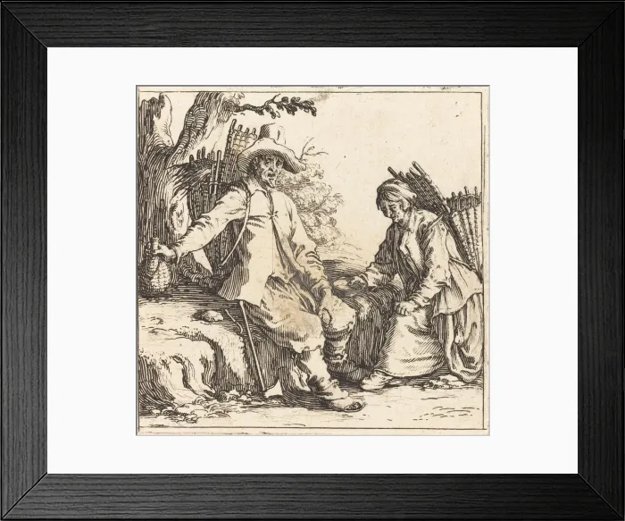 Framed Print : Peasant Couple at Rest, c. 1621. Creator: Jacques Callot Framed Print : Peasant Couple at Rest, c. 1621. Creator: Jacques Callot