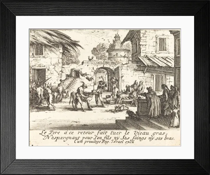 Framed Print : Killing the Fatted Calf, 1635. Creator: Jacques Callot Framed Print : Killing the Fatted Calf, 1635. Creator: Jacques Callot