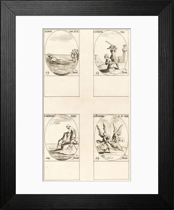 Framed Print : St. Clement; St. Lucretia; St. Chrysogonus; St. Catharine. Creator: Jacques Callot Framed Print : St. Clement; St. Lucretia; St. Chrysogonus; St. Catharine. Creator: Jacques Callot