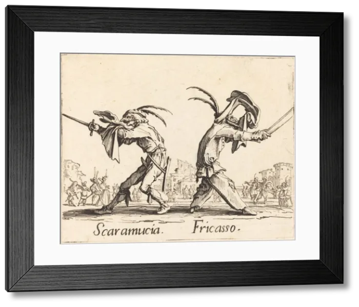 Framed Print : Scaramucia and Fricasso, c. 1622. Creator: Jacques Callot Framed Print : Scaramucia and Fricasso, c. 1622. Creator: Jacques Callot