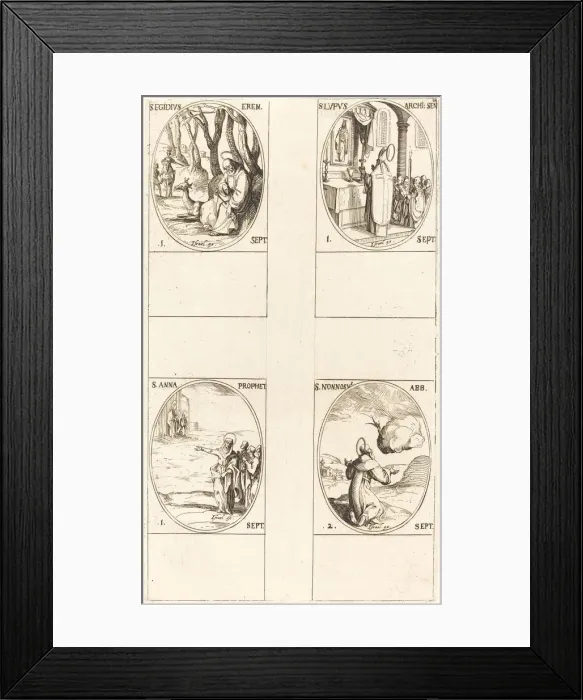 Framed Print : St. Giles; St. Lupus; St. Anne; St. Nonnosus. Creator: Jacques Callot Framed Print : St. Giles; St. Lupus; St. Anne; St. Nonnosus. Creator: Jacques Callot