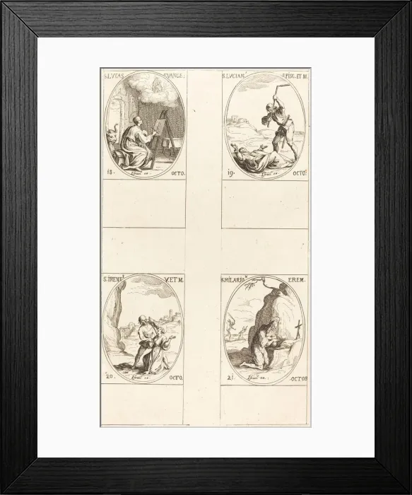 Framed Print : St. Luke; St. Lucian; St. Irene; St. Hilarion. Creator: Jacques Callot Framed Print : St. Luke; St. Lucian; St. Irene; St. Hilarion. Creator: Jacques Callot
