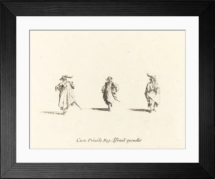 Framed Print : Three Gentlemen, probably 1634. Creator: Jacques Callot Framed Print : Three Gentlemen, probably 1634. Creator: Jacques Callot