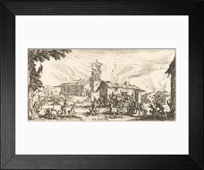 Framed Print : Ravaging and Burning a Village, c. 1633. Creator: Jacques Callot Framed Print : Ravaging and Burning a Village, c. 1633. Creator: Jacques Callot