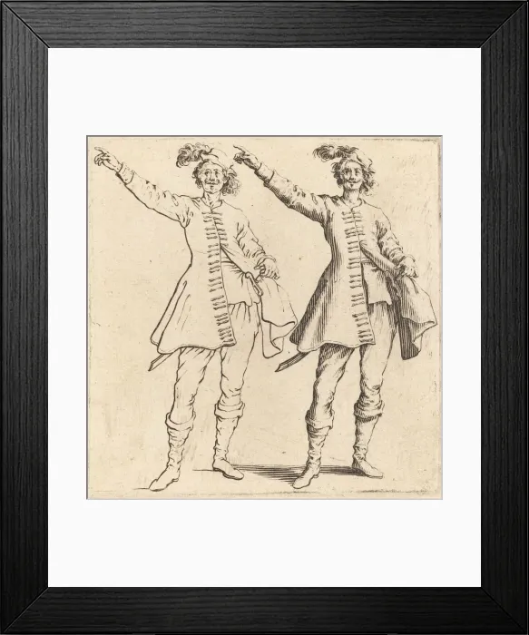 Framed Print : Officer, with Arm Extended, Front View, 1617 and 1621. Creator: Jacques Callot