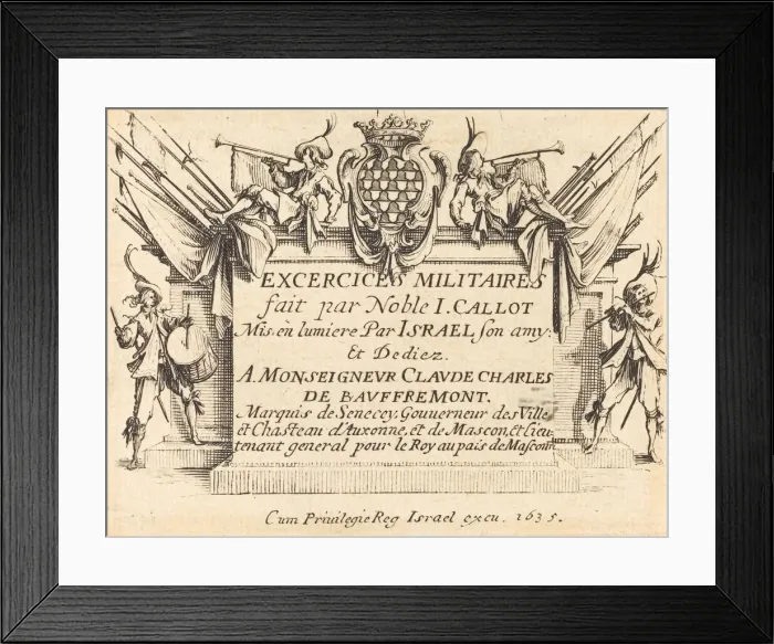 Framed Print : Title Page for The Military Exercises, 1634 / 1635. Creator: Jacques Callot Framed Print : Title Page for The Military Exercises, 1634 / 1635. Creator: Jacques Callot