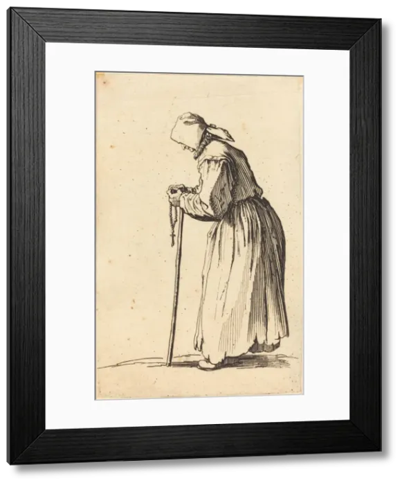 Framed Print : Beggar Woman with Rosary, c. 1622. Creator: Jacques Callot Framed Print : Beggar Woman with Rosary, c. 1622. Creator: Jacques Callot