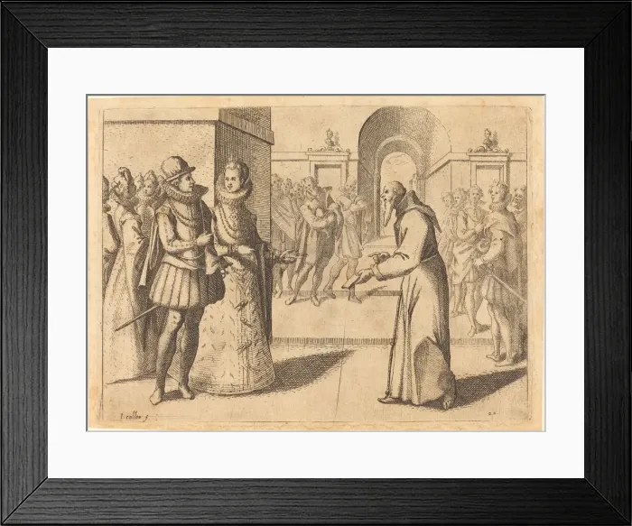 Framed Print : A Capucin bringing thanks of the King of Bavaria, 1612. Creator: Jacques Callot Framed Print : A Capucin bringing thanks of the King of Bavaria, 1612. Creator: Jacques Callot