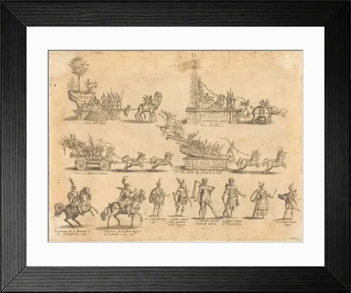 Framed Print : Floats and Participants, 1616. Creator: Jacques Callot
