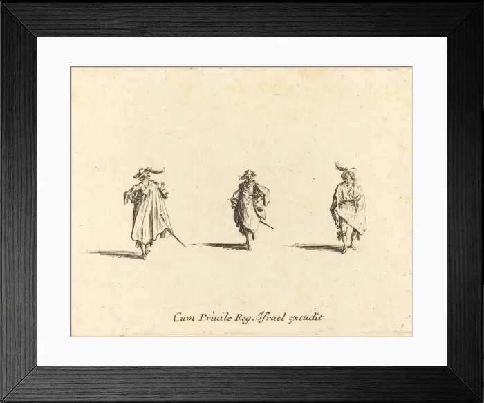 Framed Print : Three Gentlemen, probably 1634. Creator: Jacques Callot Framed Print : Three Gentlemen, probably 1634. Creator: Jacques Callot