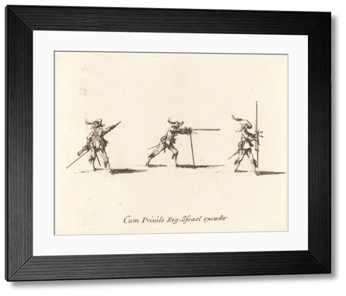 Framed Print : Taking the Firing Position with the Musket, 1634 / 1635. Creator: Jacques Callot Framed Print : Taking the Firing Position with the Musket, 1634 / 1635. Creator: Jacques Callot