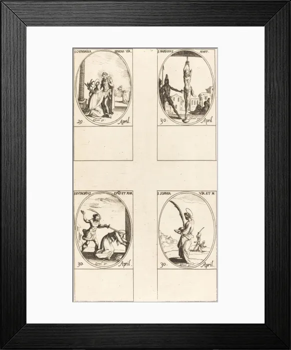 Framed Print : St. Catharine of Siena; St. Marian; St. Eutropius; St. Sophia. Creator: Jacques Callot Framed Print : St. Catharine of Siena; St. Marian; St. Eutropius; St. Sophia. Creator: Jacques Callot