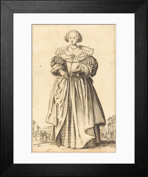 Framed Print : Noble Woman with Fan, c. 1620 / 1623. Creator: Jacques Callot Framed Print : Noble Woman with Fan, c. 1620 / 1623. Creator: Jacques Callot
