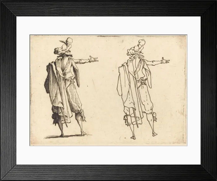 Framed Print : Man seen from Behind with His Right Arm Extended, c. 1617. Creator: Jacques Callot Framed Print : Man seen from Behind with His Right Arm Extended, c. 1617. Creator: Jacques Callot