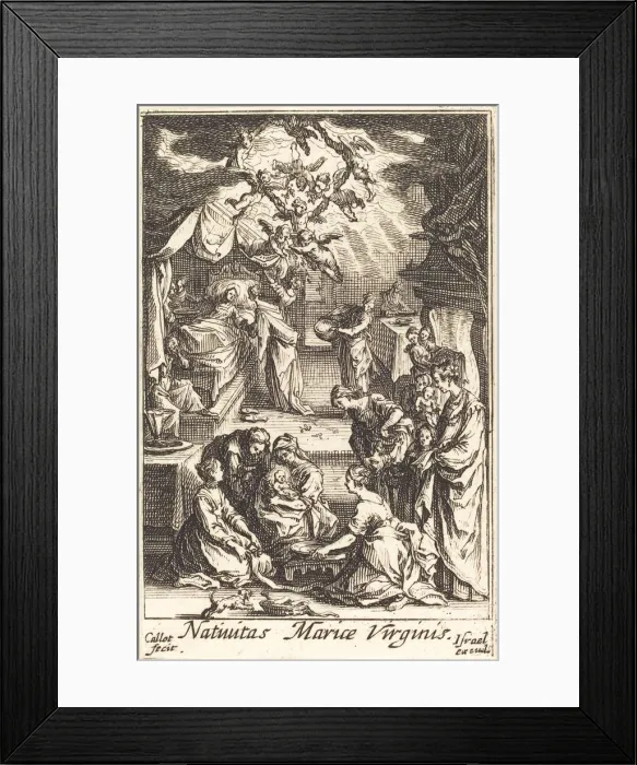 Framed Print : The Birth of the Virgin, in or after 1630. Creator: Jacques Callot Framed Print : The Birth of the Virgin, in or after 1630. Creator: Jacques Callot