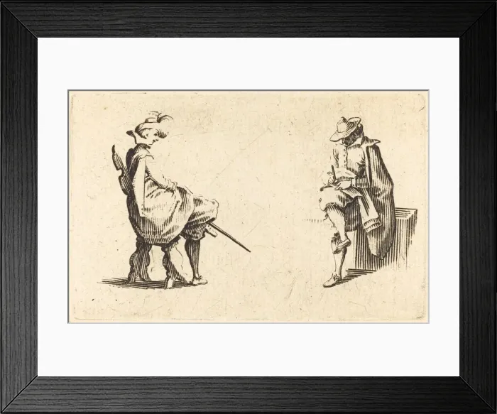 Framed Print : Two Seated Figures, c. 1622. Creator: Jacques Callot Framed Print : Two Seated Figures, c. 1622. Creator: Jacques Callot