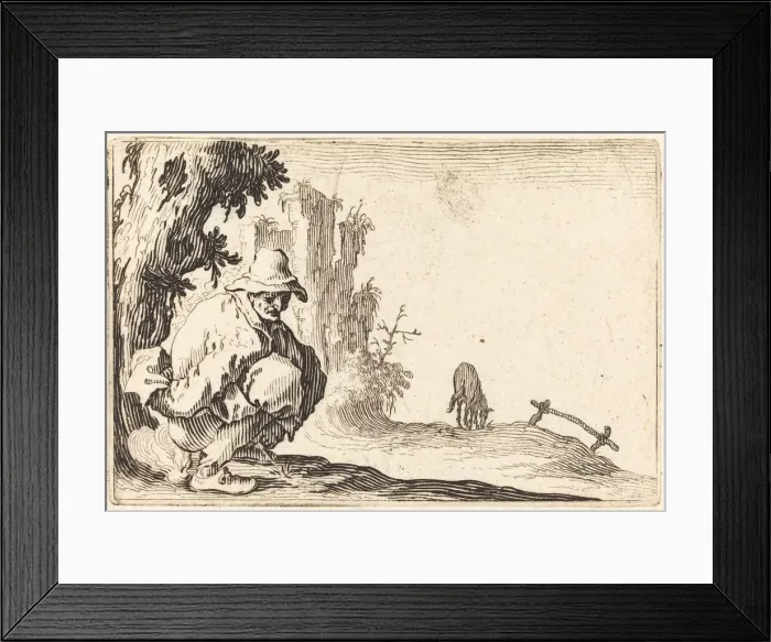 Framed Print : Peasant Defecating, c. 1622. Creator: Jacques Callot Framed Print : Peasant Defecating, c. 1622. Creator: Jacques Callot