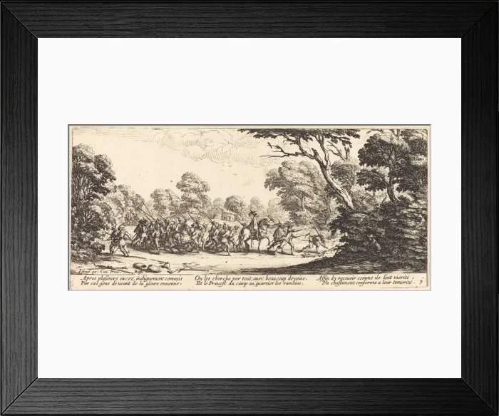 Framed Print : Discovery of the Criminal Soldiers, c. 1633. Creator: Jacques Callot Framed Print : Discovery of the Criminal Soldiers, c. 1633. Creator: Jacques Callot