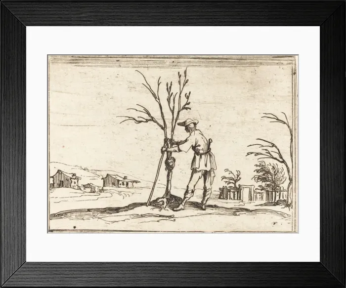 Framed Print : Gardener Pruning a Tree, 1628. Creator: Jacques Callot Framed Print : Gardener Pruning a Tree, 1628. Creator: Jacques Callot