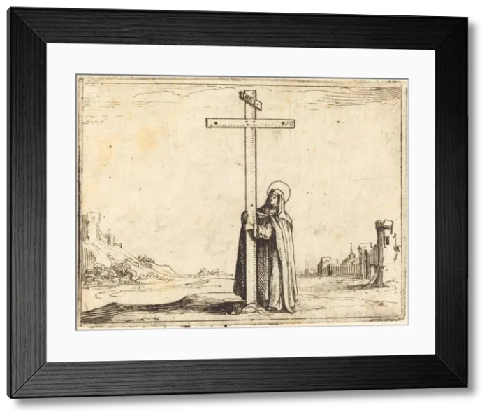 Framed Print : Nun Embracing the Holy Cross, 1628. Creator: Jacques Callot Framed Print : Nun Embracing the Holy Cross, 1628. Creator: Jacques Callot