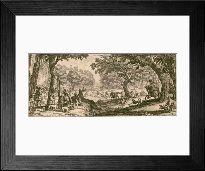 Framed Print : The Stag Hunt, probably 1619. Creator: Jacques Callot Framed Print : The Stag Hunt, probably 1619. Creator: Jacques Callot