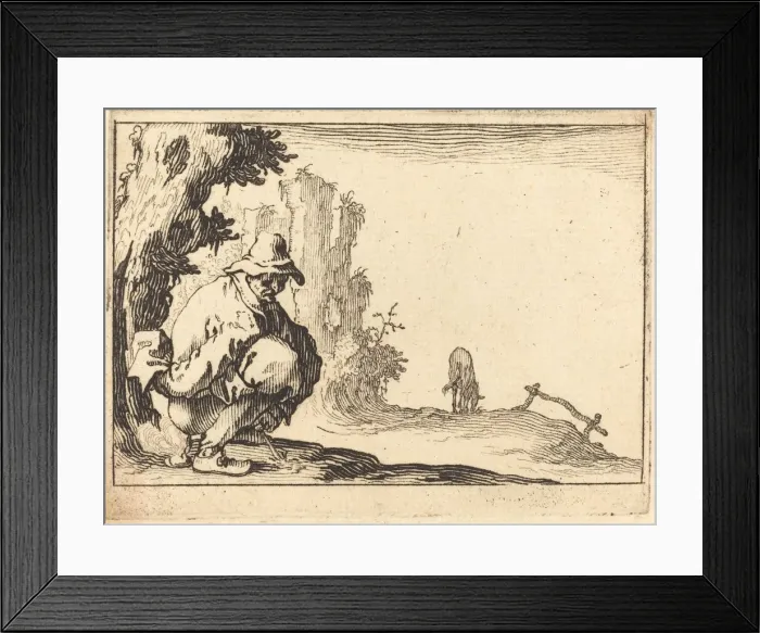 Framed Print : Peasant Defecating, c. 1617. Creator: Jacques Callot Framed Print : Peasant Defecating, c. 1617. Creator: Jacques Callot