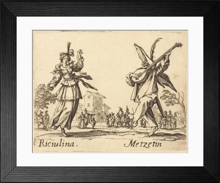 Framed Print : Riciulina and Metzetin, c. 1622. Creator: Jacques Callot Framed Print : Riciulina and Metzetin, c. 1622. Creator: Jacques Callot