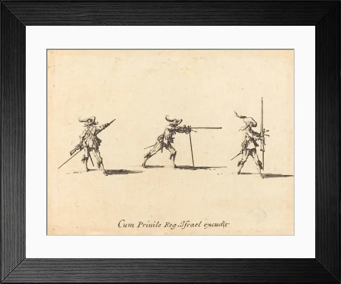 Framed Print : Taking the Firing Position with the Musket, 1634 / 1635. Creator: Jacques Callot Framed Print : Taking the Firing Position with the Musket, 1634 / 1635. Creator: Jacques Callot