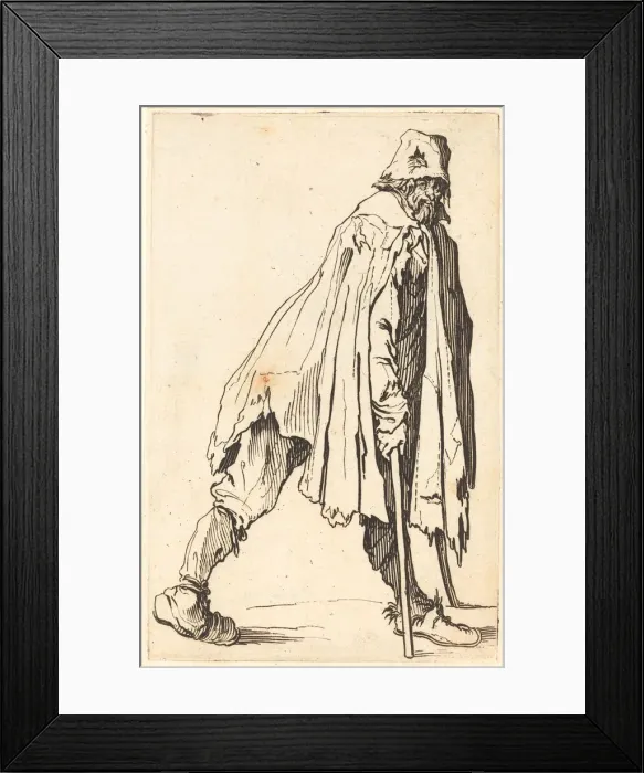 Framed Print : Beggar with Crutches and Cap, c. 1622. Creator: Jacques Callot Framed Print : Beggar with Crutches and Cap, c. 1622. Creator: Jacques Callot