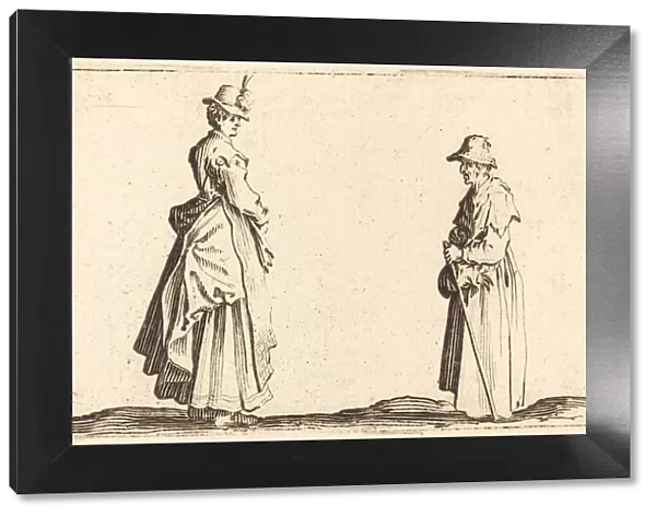 Two Women in Profile, c. 1622. Creator: Jacques Callot