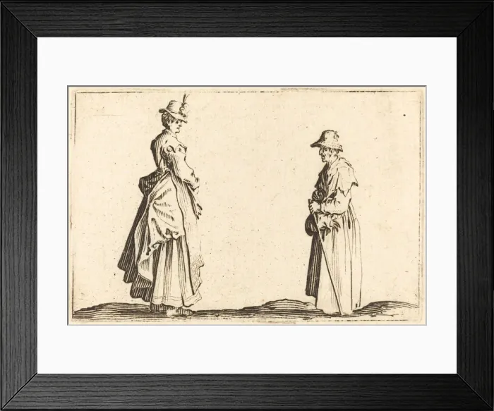 Framed Print : Two Women in Profile, c. 1622. Creator: Jacques Callot Framed Print : Two Women in Profile, c. 1622. Creator: Jacques Callot