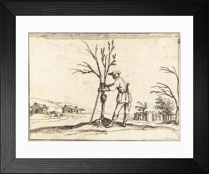 Framed Print : Gardener Pruning a Tree, 1628. Creator: Jacques Callot Framed Print : Gardener Pruning a Tree, 1628. Creator: Jacques Callot