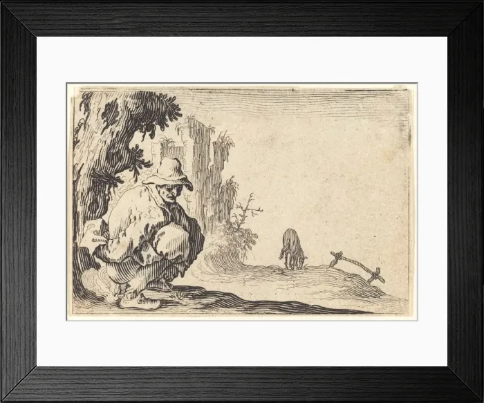Framed Print : Peasant Defecating, c. 1622. Creator: Jacques Callot Framed Print : Peasant Defecating, c. 1622. Creator: Jacques Callot