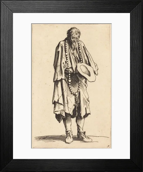 Framed Print : Beggar with Rosary, c. 1622. Creator: Jacques Callot Framed Print : Beggar with Rosary, c. 1622. Creator: Jacques Callot
