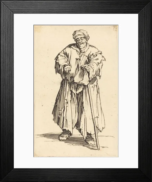Framed Print : Fat Beggar with Eyes Cast Down, c. 1622. Creator: Jacques Callot Framed Print : Fat Beggar with Eyes Cast Down, c. 1622. Creator: Jacques Callot