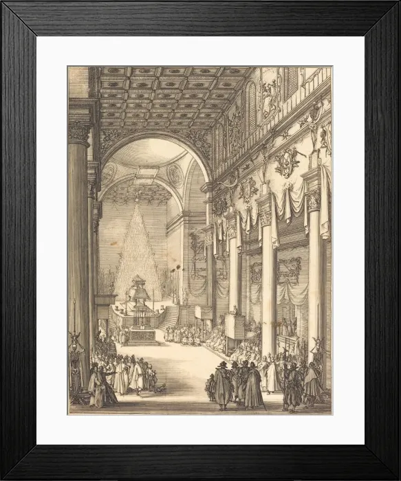 Framed Print : The Catafalque of the Emperor Mathias, 1619. Creator: Jacques Callot Framed Print : The Catafalque of the Emperor Mathias, 1619. Creator: Jacques Callot