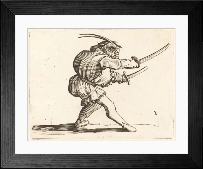 Framed Print : Duellist with Two Sabers, c. 1622. Creator: Jacques Callot Framed Print : Duellist with Two Sabers, c. 1622. Creator: Jacques Callot