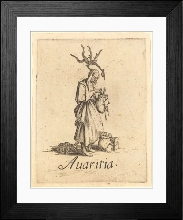 Framed Print : Greed, probably after 1621. Creator: Jacques Callot Framed Print : Greed, probably after 1621. Creator: Jacques Callot
