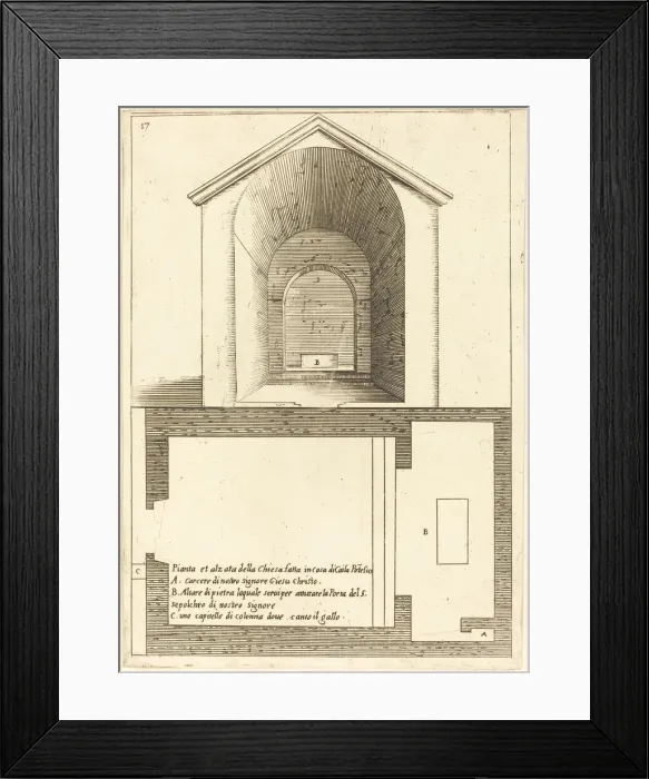 Framed Print : Plan and Elevation of the Church near the House of Caiaphas, 1619 Framed Print : Plan and Elevation of the Church near the House of Caiaphas, 1619