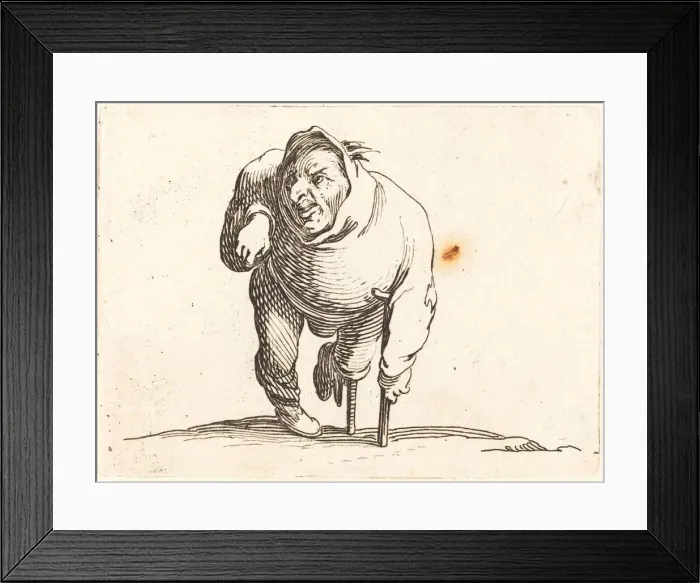 Framed Print : Cripple with Crutch and Wooden Leg, c. 1622. Creator: Jacques Callot Framed Print : Cripple with Crutch and Wooden Leg, c. 1622. Creator: Jacques Callot