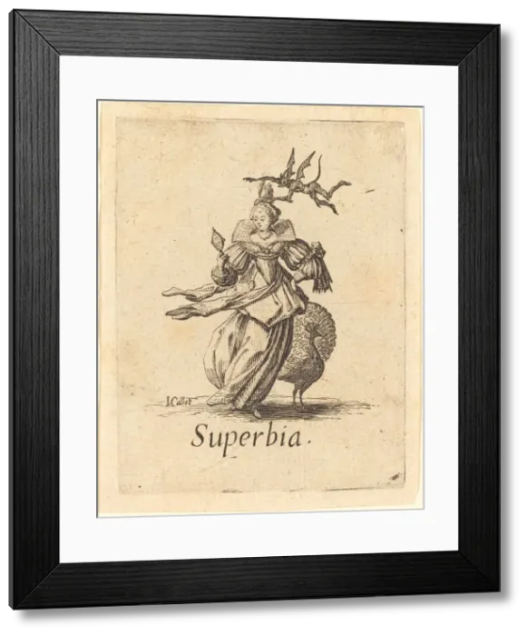 Framed Print : Pride (Vanity), probably after 1621. Creator: Jacques Callot Framed Print : Pride (Vanity), probably after 1621. Creator: Jacques Callot