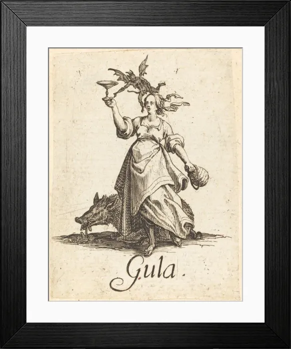 Framed Print : Gluttony, probably after 1621. Creator: Jacques Callot Framed Print : Gluttony, probably after 1621. Creator: Jacques Callot