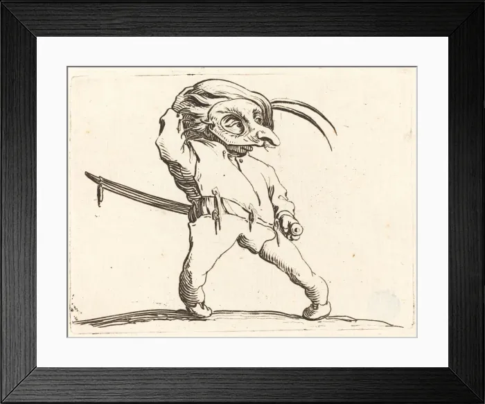 Framed Print : Masked Man with Twisted Feet, c. 1622. Creator: Jacques Callot