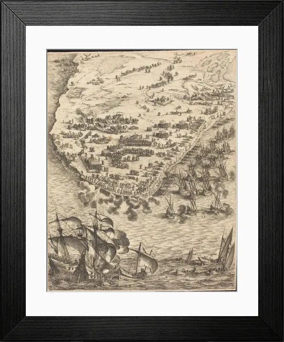 Framed Print : The Siege of La Rochelle [plate 10 of 16; set comprises 1952. 8. 97-112], 1628  /  1631
