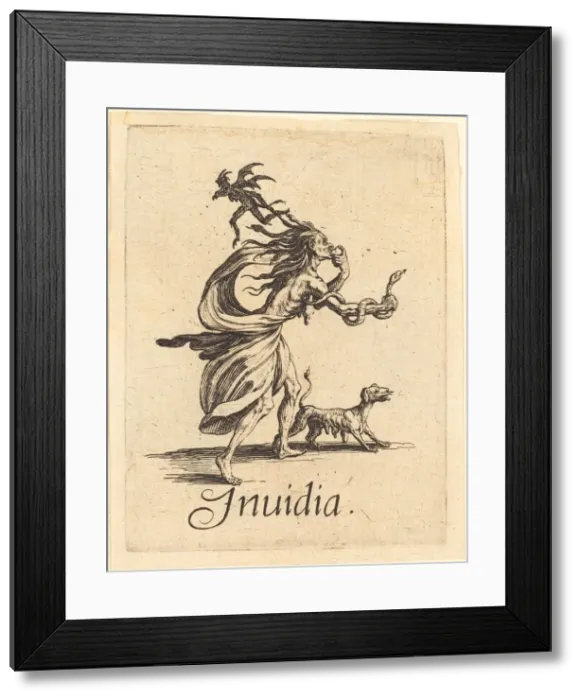 Framed Print : Envy, probably after 1621. Creator: Jacques Callot Framed Print : Envy, probably after 1621. Creator: Jacques Callot