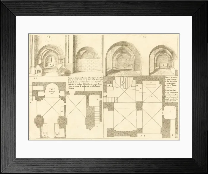 Framed Print : Plan and Elevation of the Chapel of Godefroy de Bouillon, 1619. Creator: Jacques Callot Framed Print : Plan and Elevation of the Chapel of Godefroy de Bouillon, 1619. Creator: Jacques Callot