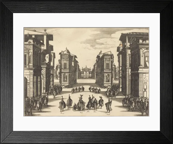 Framed Print : Solimano, Act IV, 1620. Creator: Jacques Callot Framed Print : Solimano, Act IV, 1620. Creator: Jacques Callot
