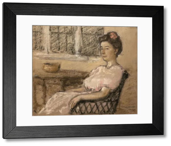 Framed Print : Seated Woman in Pink, 1902. Creator: Elmer Livingston MacRae Framed Print : Seated Woman in Pink, 1902. Creator: Elmer Livingston MacRae