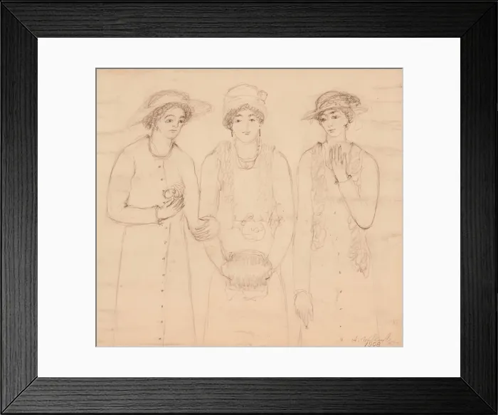 Framed Print : Three Women, 1908. Creator: Abraham Walkowitz Framed Print : Three Women, 1908. Creator: Abraham Walkowitz